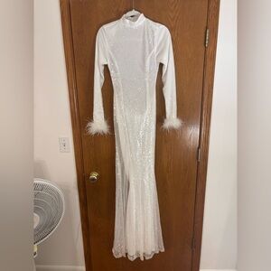 Fashion Nova White Sequin Dress